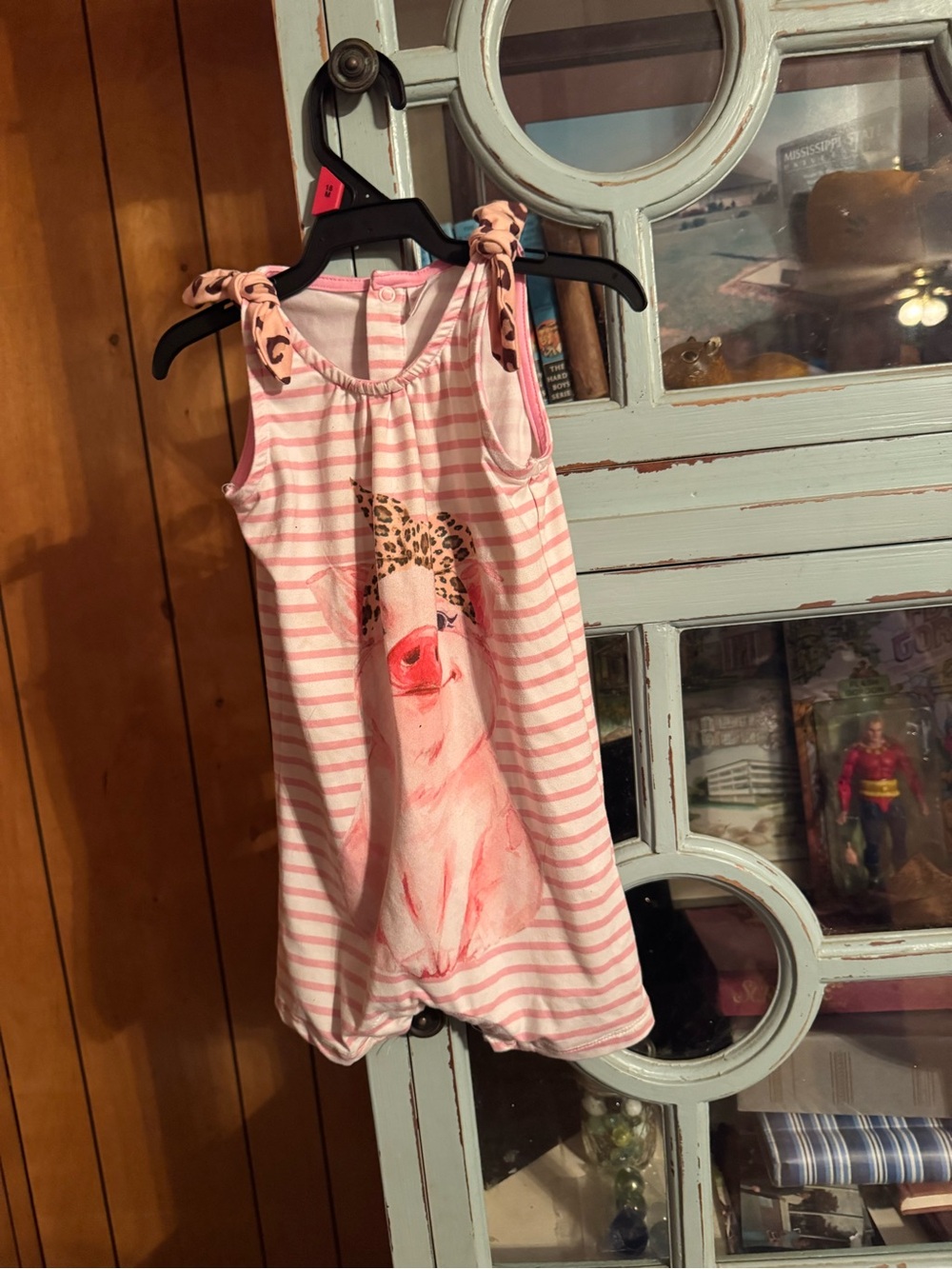 Girls' Pink Striped Pig Tank Size 2T Romper C3 Penelope Plumm Adorable